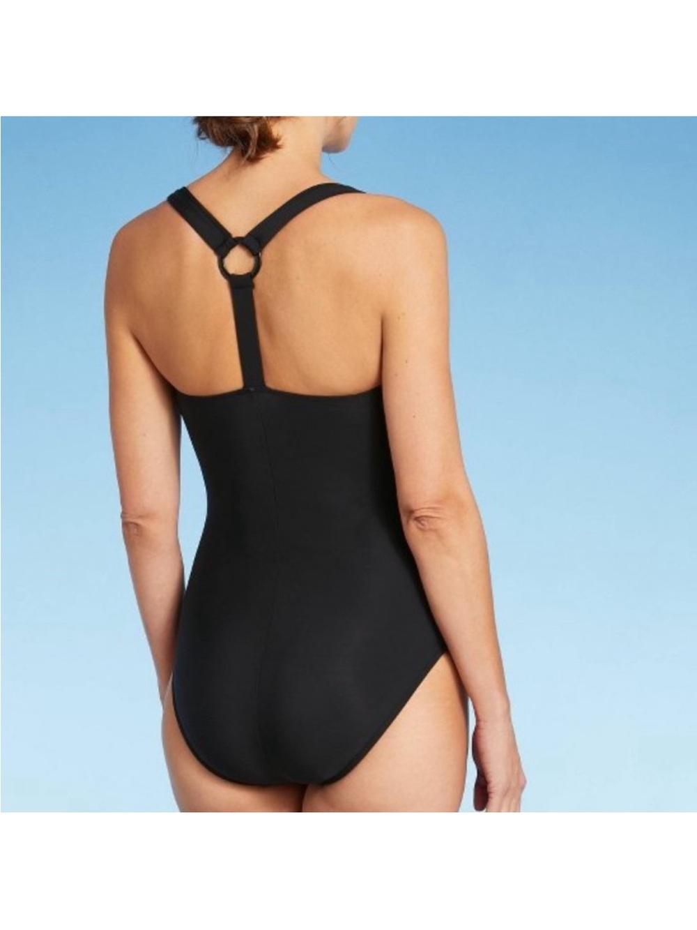 NWT Aqua Green Colorblock Wrap Swimsuit Ring Back X Large - Picture 4 of 5